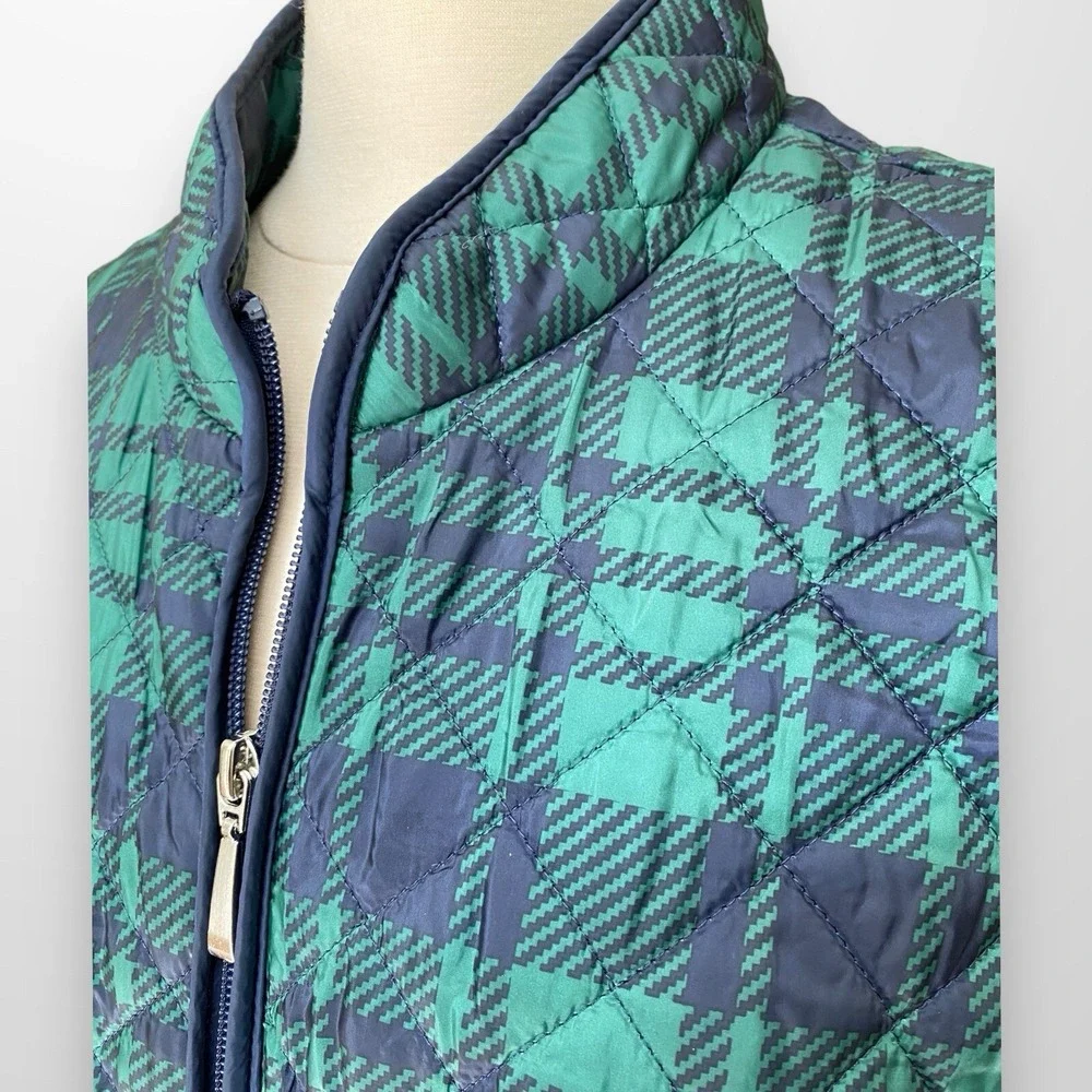 Karen Scott Sport Women's Size XL Quilted Puffer Vest Jacket Zip‎ Front Plaid
